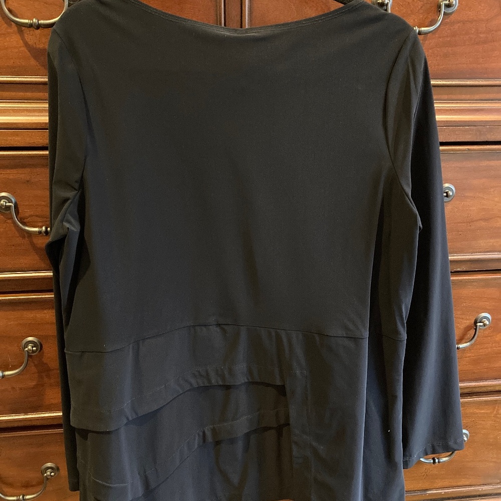 Porto Black Asymmetrical Long Sleeve Top